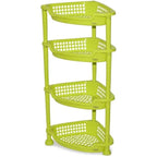 72 Pieces 4 Tier Corner Shelves (Plastic Corner Storage Rack with Ventilated Baskets – Space Saving Organizer for Kitchen – Bathroom and Home – 380 x 280 x 800 mm – Green)