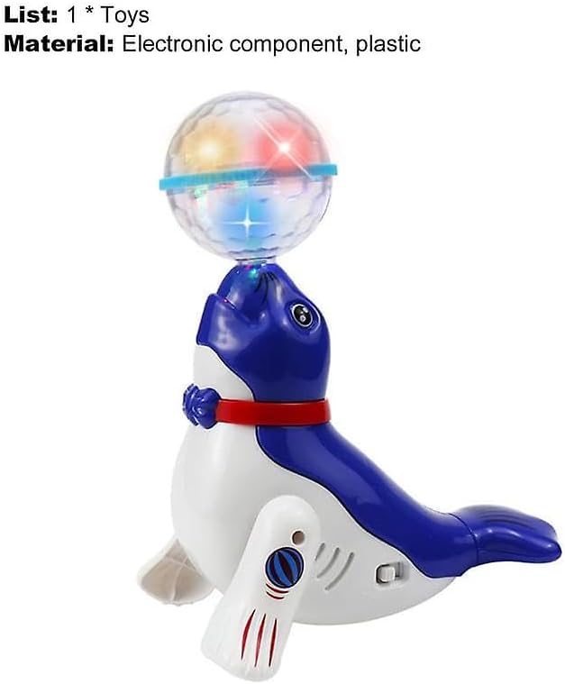 96 Pieces New Top Ball Sea Lion Dolphin Electric Popular Toys Children's Universal Rotating Light Music Projection Dancing Children's Toys