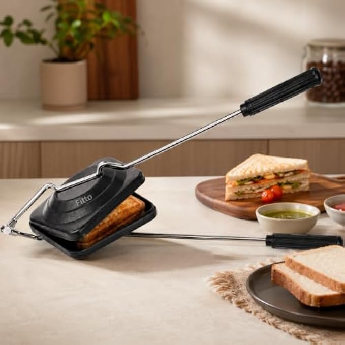 72 Pieces Nonstick Sandwich Toasters with Long Cool-Touch Handle (Secure Lock – Gas Stove Compatible – Black)