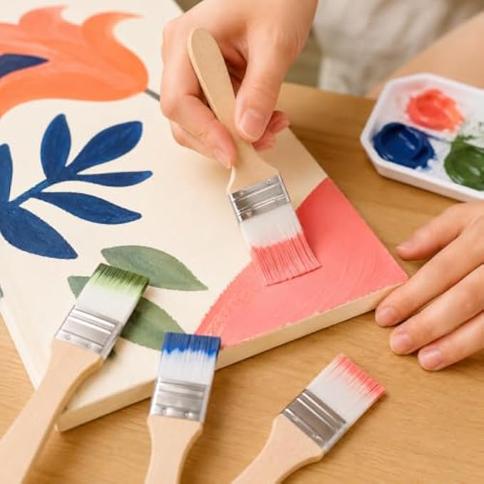 144 Pieces Flat Painting Brush Sets (4-Piece Assorted Sizes with Wooden Handles for Acrylic Paint – Watercolor – Crafts and DIY Projects)