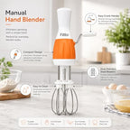 96 Pieces Manual Hand Blenders with Easy Crank Handle (Dual Stainless Steel Beaters – Power-Free Egg Mixer and Kitchen Whisk – Orange and White)