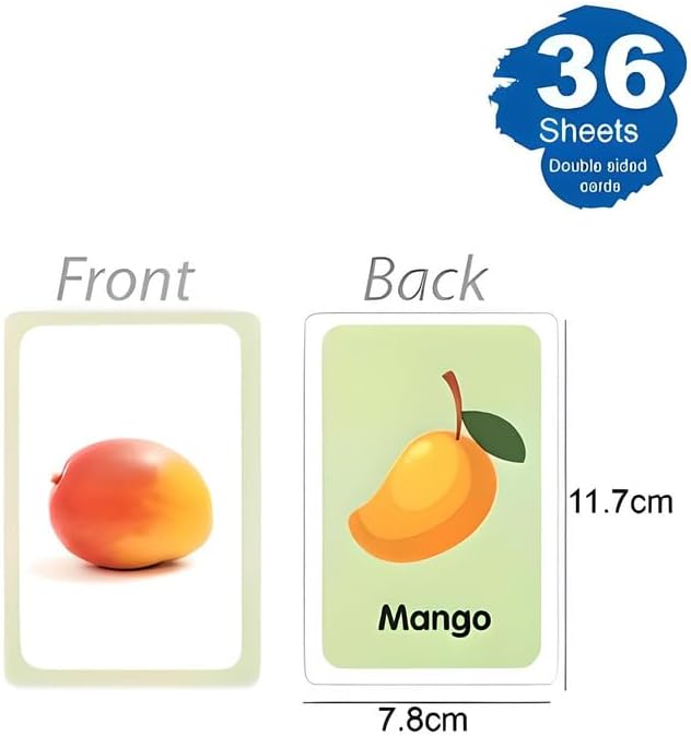 120 Pieces 36 Sheets Fruits Series Flash Cards (11.7x7.8cm)