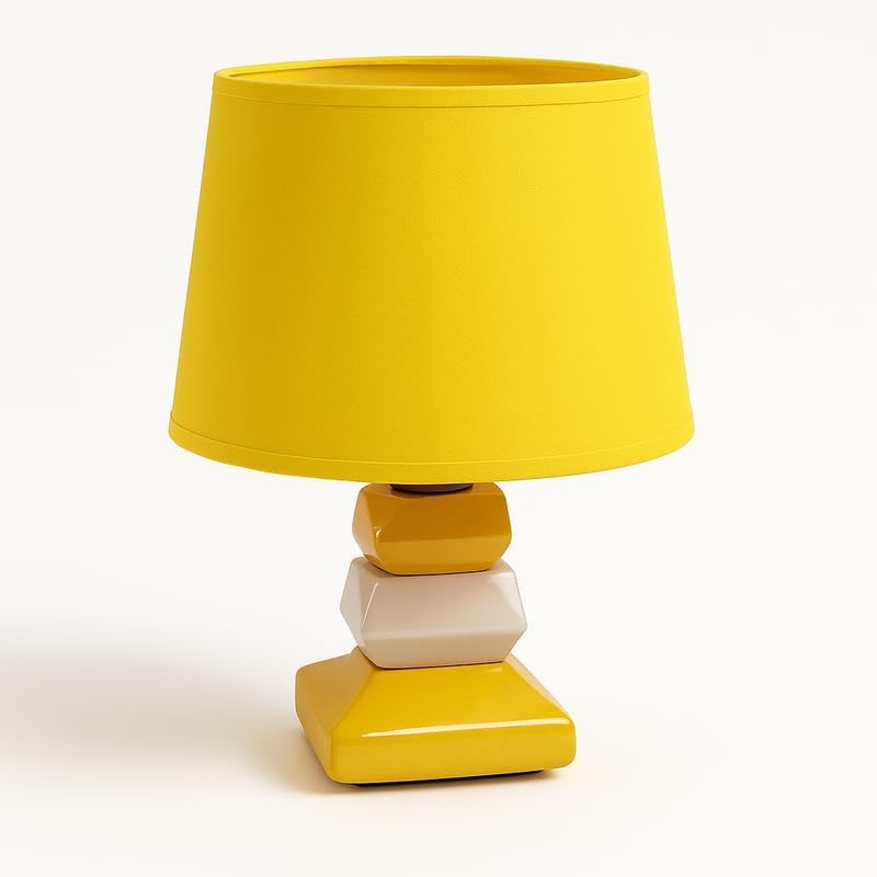 Yellow Ceramic Table Lamp for Home Decor, Bedside, Living Room, Office Lighting