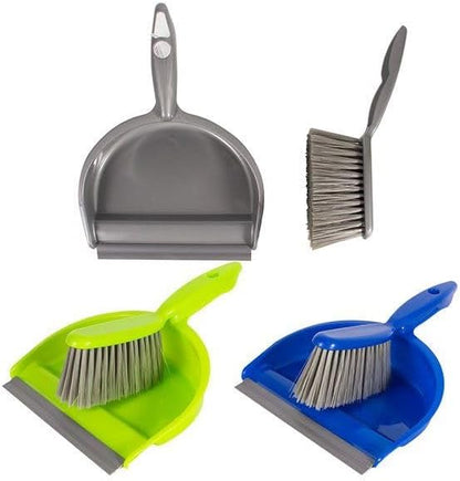 Blue Dustpan and Brush Set - High-Quality Plastic, Ergonomic Handle, Lightweight, Compact Design for Efficient Cleaning - Indoor & Outdoor Use, Ideal for Home, Office, Garage, and Car
