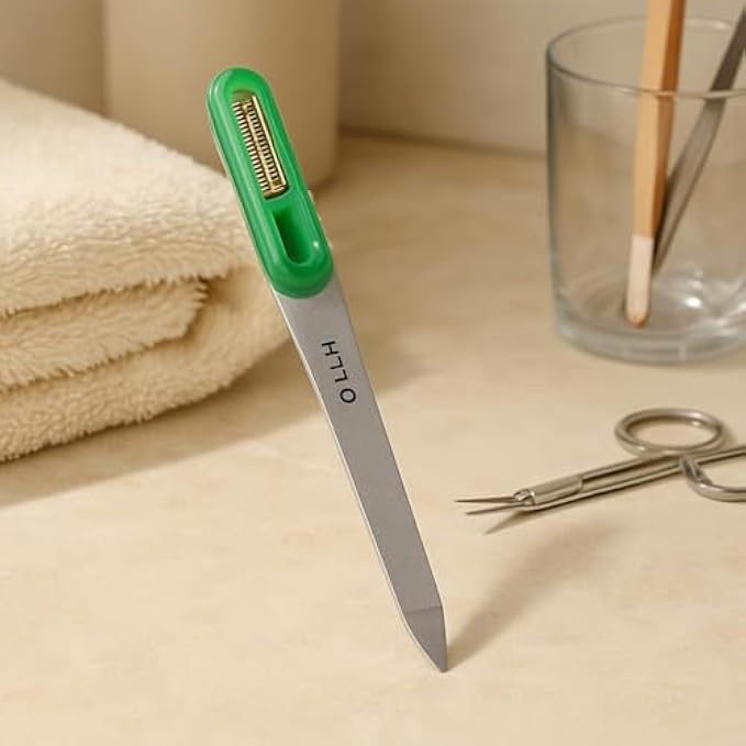 Green Nail File 12.5cm – Emery Board Nail Filer for Manicure & Pedicure, Portable Nail Buffer for Fingernails & Toenails
