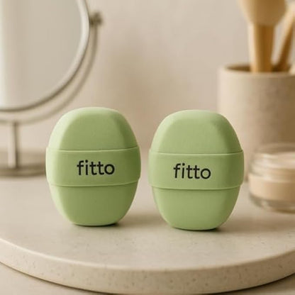 Makeup Sponge Green - Pack of 2 Beauty Blending Sponges for Foundation & Concealer, Latex-Free Soft Blender for Wet or Dry Application