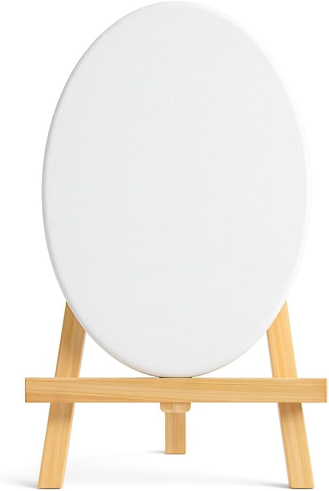 96 Pieces Oval Canvas (20x15cm with Wooden Stand 21x15cm)