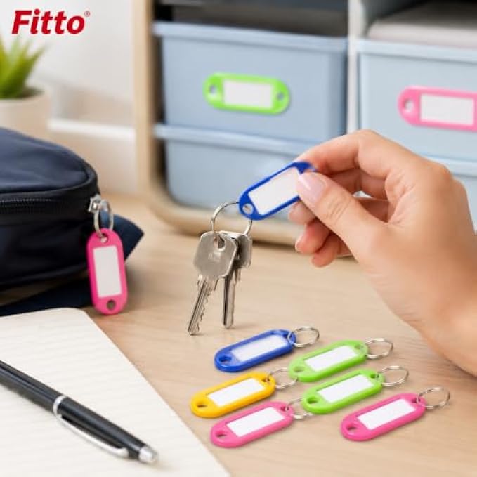 144 Pieces 8 Piece Tag Key Chain Sets (Assorted Colors Plastic Key Labels with Write-On Inserts and Metal Split Rings for Keys – Bags – Luggage and Storage)