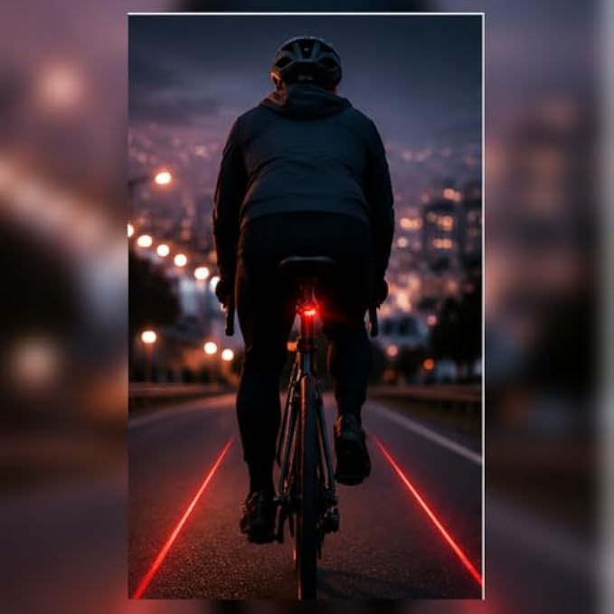 96 Pieces Bicycle Laser Lights (3 Red Safety Beams – 5 LED Modes – Water-Resistant Rear Bike Light with Easy Seat or Frame Mount for Night Riding – Black and Red)