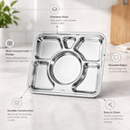 96 Pieces Stainless Steel Divided Food Trays (Multi-Compartment Meal Plate with Rounded Edges – Easy Clean Serving Plate for Home – Office)