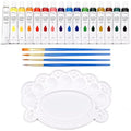 96 Pieces Cloth Paint Sets (17 x 12 ml Fabric Paint Tubes with 4 Brushes and Mixing Palette – Assorted Colors)