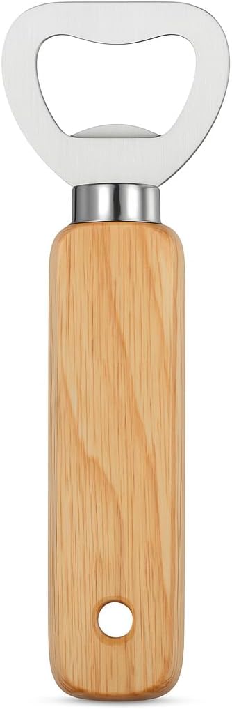 Wooden Bottle Opener - Portable Beer Bottle Opener for Drinks, Wooden Handle, Ideal for Home, Pub, Outdoor Use, Great Gift for Men