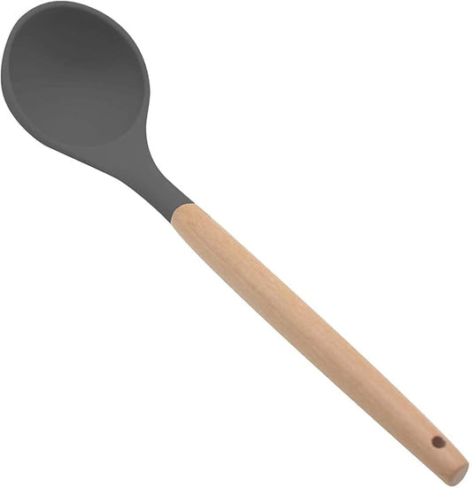 Fitto Smooth Spoon, Nylon Head, BPA-Free, Non-Stick Cooking Utensil with Wooden Handle – Heat Resistant, Durable, and Safe for All Cookware – Ideal for Stirring and Serving