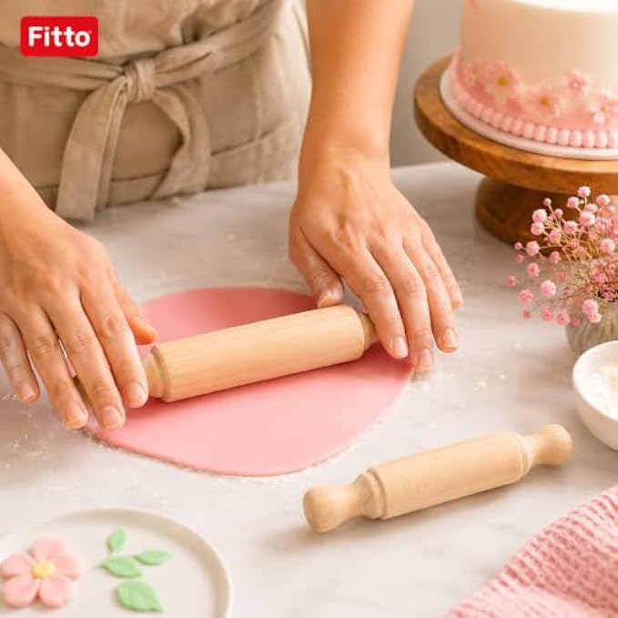 144 Pieces Mini Wooden Rolling Pin Sets (2-Piece 24 cm Smooth Rolling Tools with Easy-Grip Handles for Dough – Fondant – Cookies and Crafts)