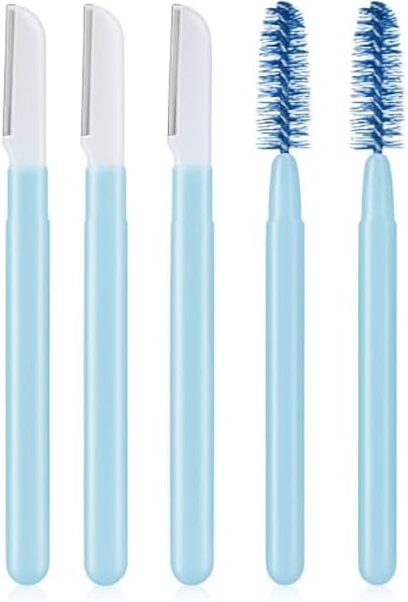 Eyebrow Grooming Set Blue - Tweezers, Scissors, Razor, Brush & Comb Kit for Brow Shaping & Facial Hair Removal