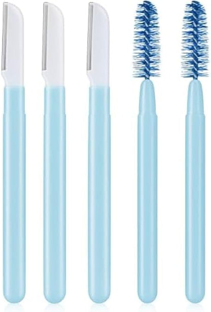 Eyebrow Grooming Set Blue - Tweezers, Scissors, Razor, Brush & Comb Kit for Brow Shaping & Facial Hair Removal