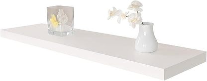 40cm & 60cm Floating Wall Shelves, Available in White, Black, Oak Effect, and Brown Finishes - Wall-Mounted Storage Shelf for Bedroom, Living Room, Bathroom, Modern Home Decor