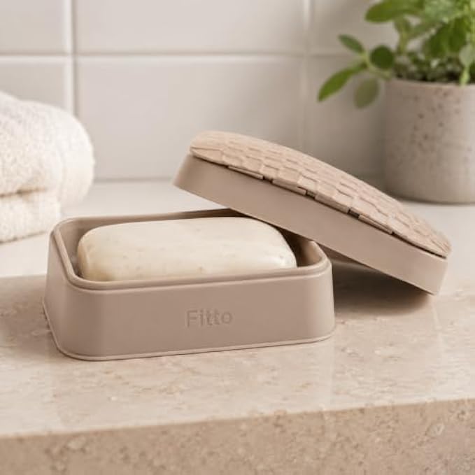 144 Pieces Plastic Soap Boxes with Textured Lid (Travel Friendly Soap Holder with Drainage Ventilation – Durable Hygienic Soap Case for Bathroom – Gym – Camping – Beige)