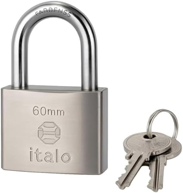 60mm Padlock with Keys - Solid Metal Security Lock with Hardened Shackle for Gate Door Locker Shed