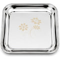 96 Pieces Stainless Steel Square Plates (Food-Grade Reusable Serving Plate with Raised Edges – Rust Resistant Easy Clean Dinner Plate for Home Kitchen Parties and Daily Meals – Silver)