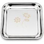 96 Pieces Stainless Steel Square Plates (Food-Grade Reusable Serving Plate with Raised Edges – Rust Resistant Easy Clean Dinner Plate for Home Kitchen Parties and Daily Meals – Silver)