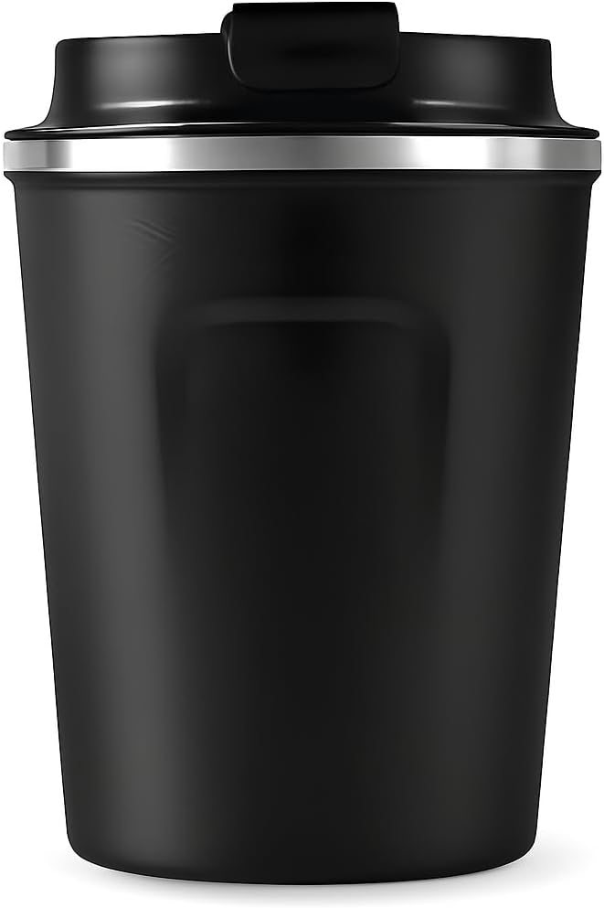 Gray Coffee Mug with Lid, 380ml Double Wall Insulated Stainless Steel Mug – Travel-Friendly, Leak-Proof Coffee Cup for Hot & Cold Beverages – BPA-Free, Spill-Resistant Mug for Office, Home