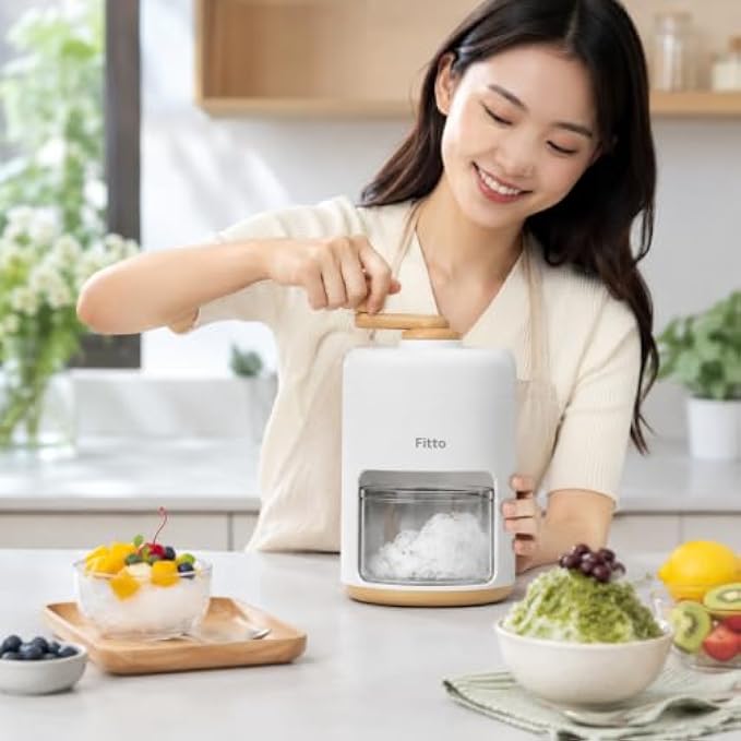 72 Pieces Manual Ice Shavers with Hand Crank (Compact Countertop Shaved Ice Maker with Removable Collection Container for Desserts and Cold Drinks – White and Beige)