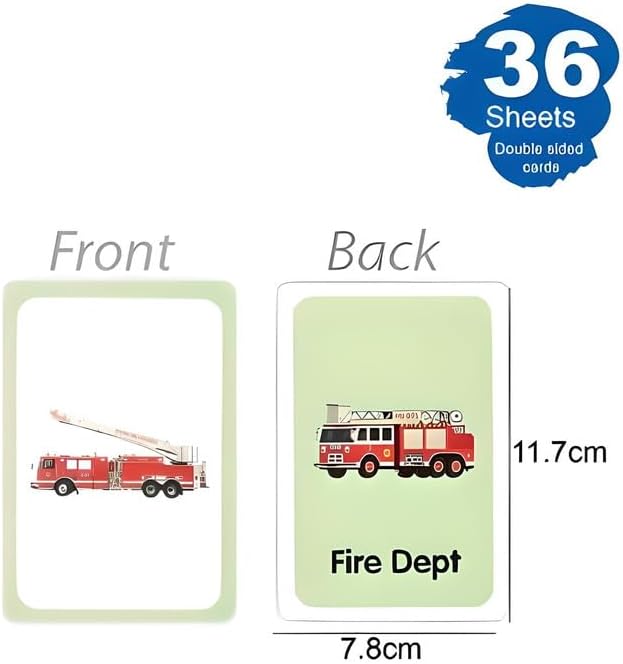 120 Pieces 36 Sheets Traffic Series Flash Cards (11.7x7.8cm – Learning & Traffic Safety Cards)