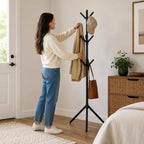 72 Pieces 3-Tier Freestanding Metal Coat Racks with Multiple Hooks and Tripod Base for Coats (Hats – Bags – Entryway – Bedroom and Office – Black)