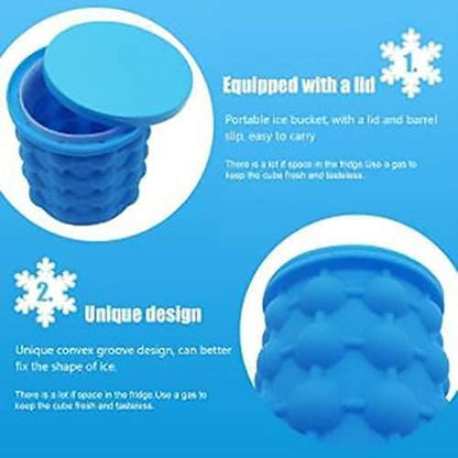 Ice Cube Maker Genie – Space-Saving Dual-Use Silicone Ice Bucket & Party Drink Tub for Whiskey, Cocktails, Beverages, and More