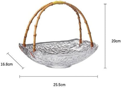 Glass Fruit Basket Snack Dish for Living Room - Elegant Decorative Bowl, Modern Centerpiece, Multi-Purpose Storage for Fruits, Snacks, and Home Décor - Perfect for Dining & Coffee Tables