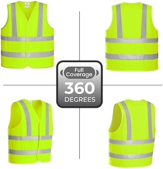 Fitto Reflective Vest - Sleeveless Yellow Working Clothes for Safety | High Visibility Reflective Gear for Construction, Traffic, Road Work, Outdoor Activities, and Night Work