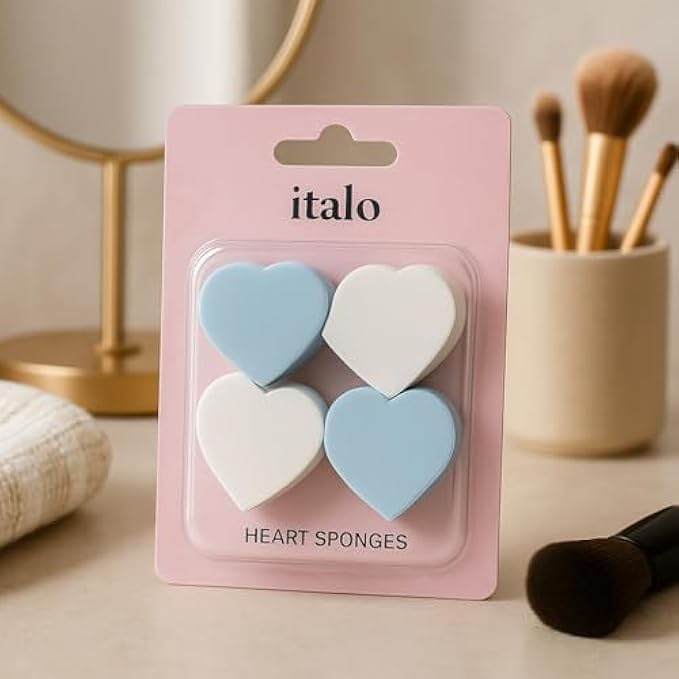 96 Pieces Heart Shaped Makeup Sponges Pack of 4 - Beauty Blending Cosmetic Sponges for Foundation Concealer Contour Reusable Latex-Free