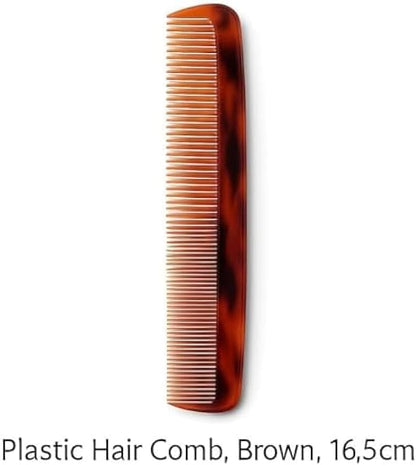 Plastic Hair Comb Brown 16.5cm - Portable Pocket Comb for Men Women, Detangling Fine & Wide Tooth Styling Comb