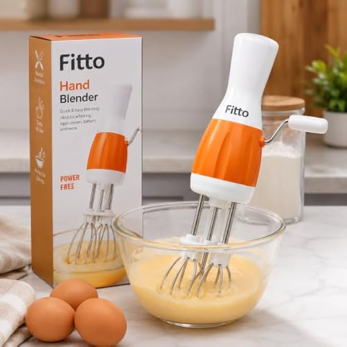 96 Pieces Manual Hand Blenders with Easy Crank Handle (Dual Stainless Steel Beaters – Power-Free Egg Mixer and Kitchen Whisk – Orange and White)