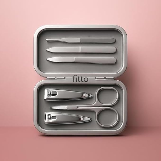 Manicure Set Stainless Steel Nail Kit with Cuticle Nipper, Nail Clippers, Scissors, Tweezers & File for Home Travel