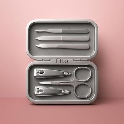Manicure Set Stainless Steel Nail Kit with Cuticle Nipper, Nail Clippers, Scissors, Tweezers & File for Home Travel