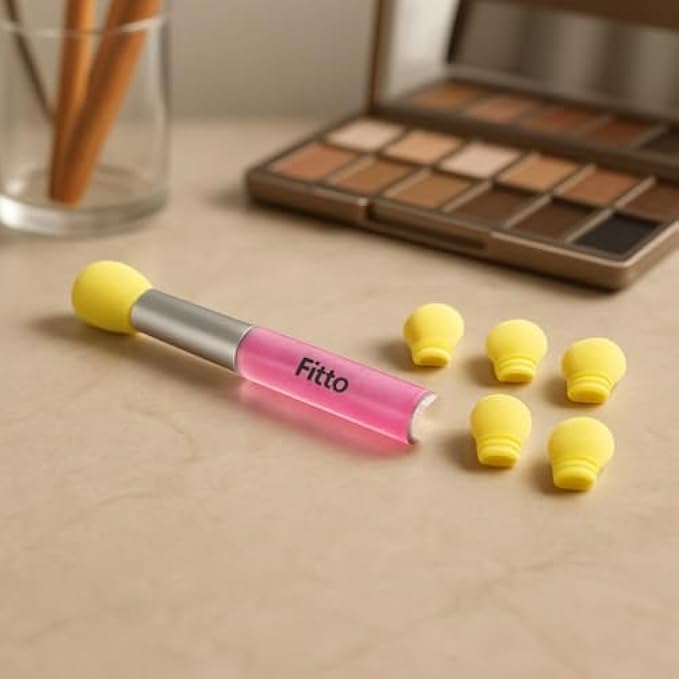 96 Pieces Eyeshadow Applicators with 4 Extra Replacement Tips (Yellow – 15cm Sponge Eye Shadow Applicator)
