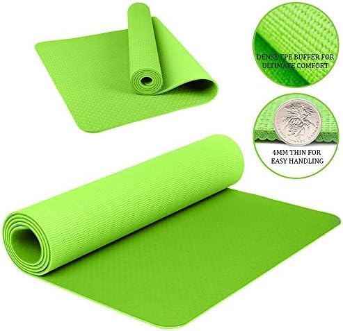 96 Pieces 4mm Thick Yoga Mats (61x183cm - Non-Slip – Eco-Friendly – Extra Durable Exercise Mat for Yoga – Pilates – and Home Workouts - Ideal for Men & Women – Lightweight and Easy to Carry – Green)