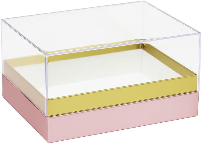 Transparent Acrylic Rectangular Box 18x13.5x10cm Pink for Storage and Display