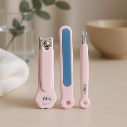 Pink Manicure Set - 10-Piece Nail Care Kit with Stainless Steel Nail Clippers, Cuticle Nipper, Nail File, Tweezers & Scissors in Travel Case