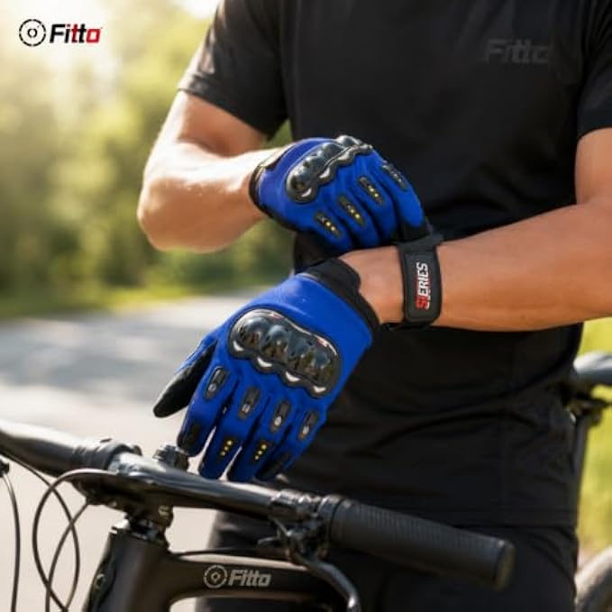 96 Pieces Full-Finger Cycling Gloves with Protective Knuckle Shell (Anti-Slip Grip and Padded Palm for MTB – Road and Outdoor Riding – Blue and Black)