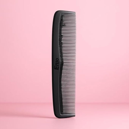 Plastic Hair Comb 17cm Black - Pocket Comb for Men & Women, Detangling, Styling & Travel