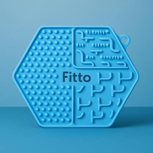 Lick Pad for Dogs & Cats Blue Square Silicone Licking Mat 18.5 x 15.5 cm Slow Feeder Calming Treat Mat