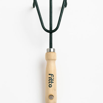 Hand Cultivator with Wooden Handle and Metal Prongs for Gardening