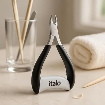 Cuticle Nipper Black Handle - Stainless Steel Manicure Cuticle Trimmer Clipper for Nail Care, Ingrown Nail Cutter, Professional Pedicure Tool