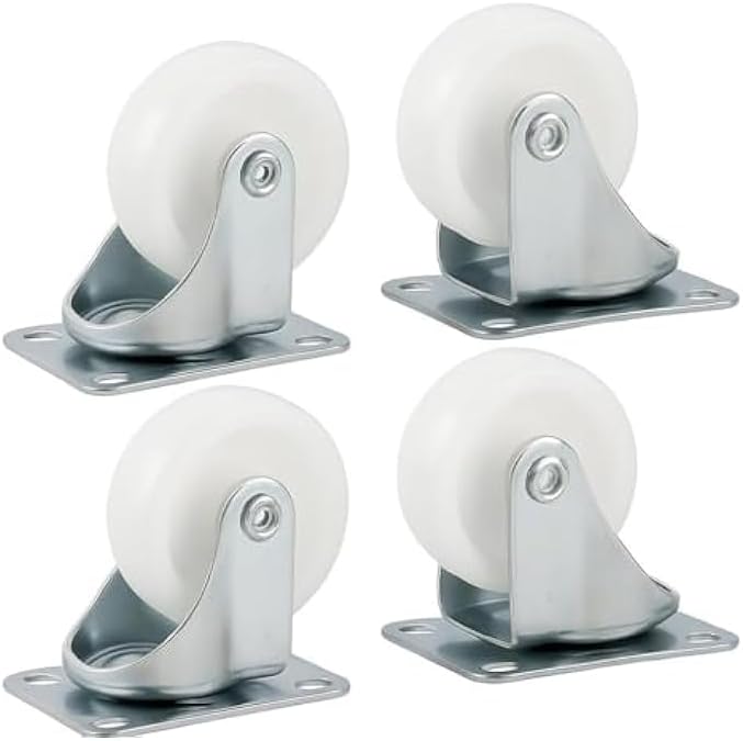 96 Pieces 2 Inch White Caster Wheels Pack of 4 - Swivel Furniture Replacement Casters (Nylon Chair Wheels – Silent Non-Marking – Universal Fit)