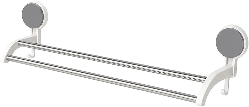 96 Pieces Bathroom Towel Bars with 2 Stainless Steel Poles (No Drilling – Bearing Weight 6.6 Lbs – Towels Hanger – Laundry Hook – Kitchen Rack – White)