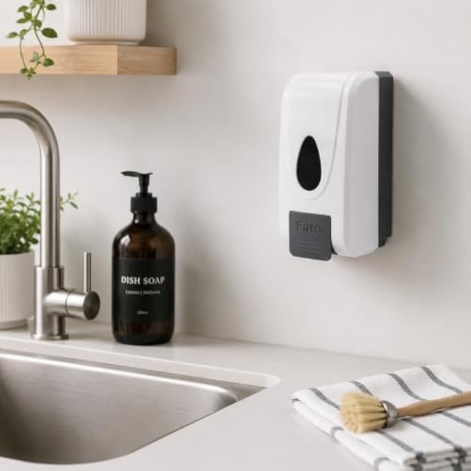 60 Pieces Wall Mounted Soap Dispensers (500 ml – ABS Plastic Manual Push Liquid Soap Dispenser for Bathroom – Kitchen and Office)