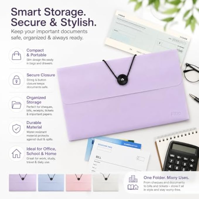 120 Pieces Document Envelope Folders with String and Button Closure (Portable File Organizer for Cheques – Bills – Receipts and Papers – Lavender)
